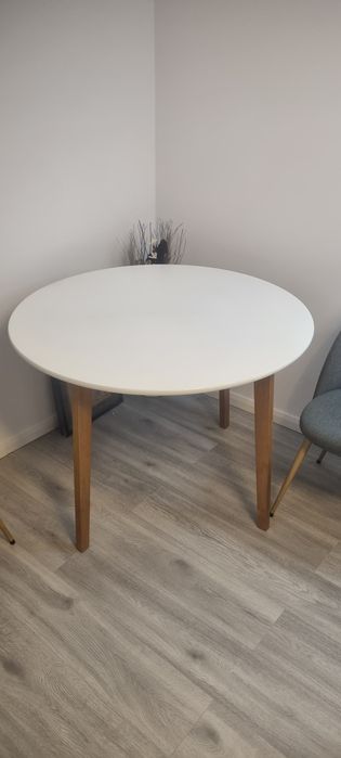 Masă JEGIND Ø105 cm alb/natur