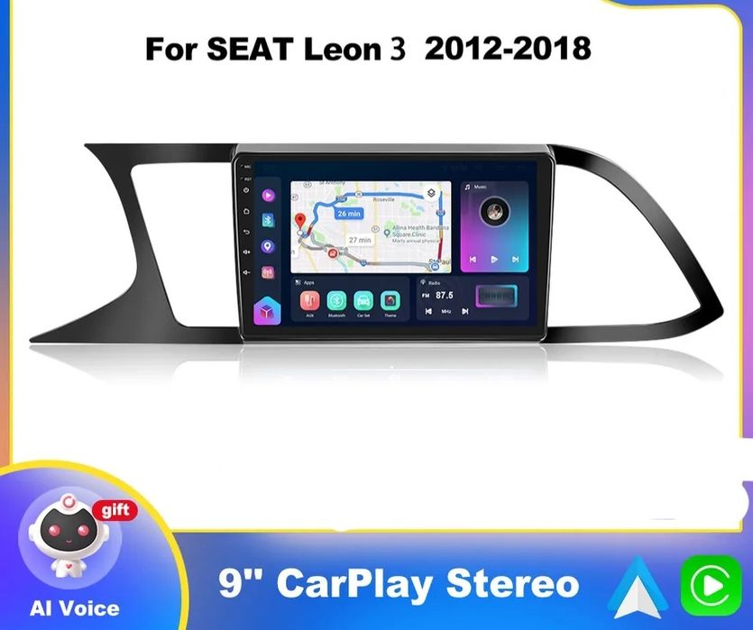 Navigatie android Seat Leon Waze YouTube GPS BT USB