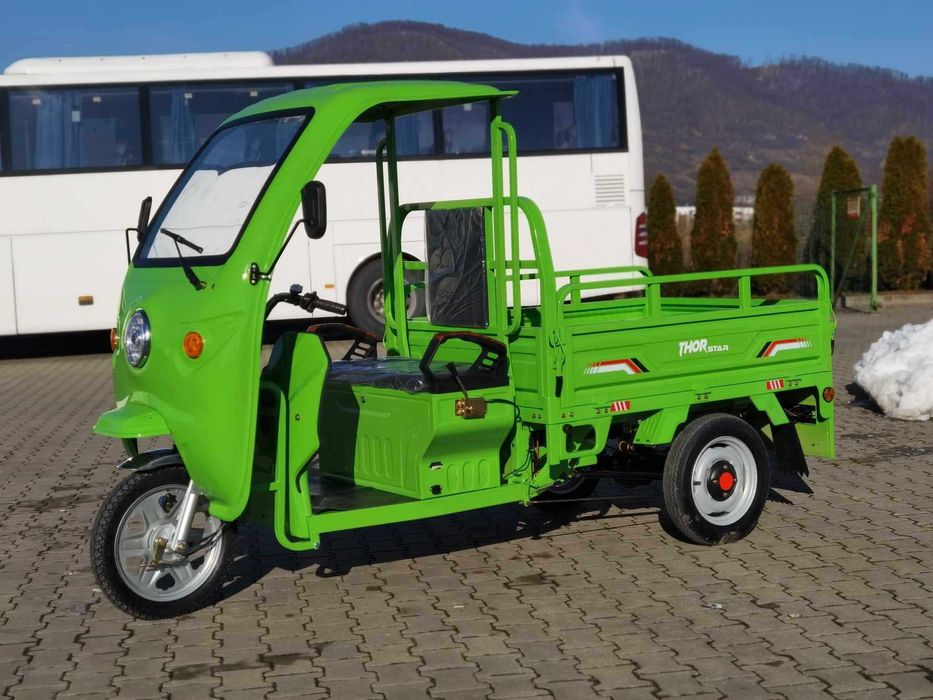 Triciclu electric THOR STAR VERDE PLUS cu cabina FARA PERMIS Agramix
