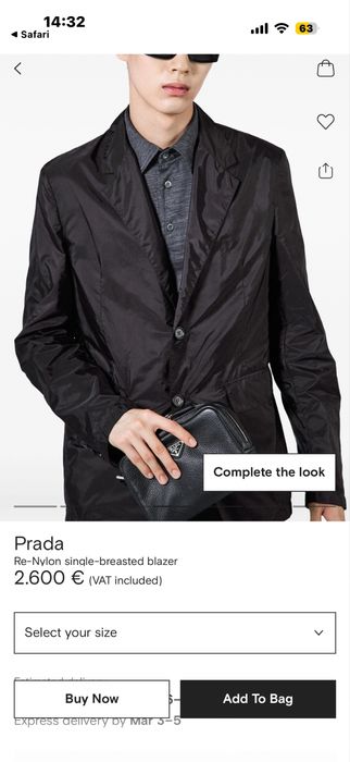 Prada re-nylon blazer сив,275€