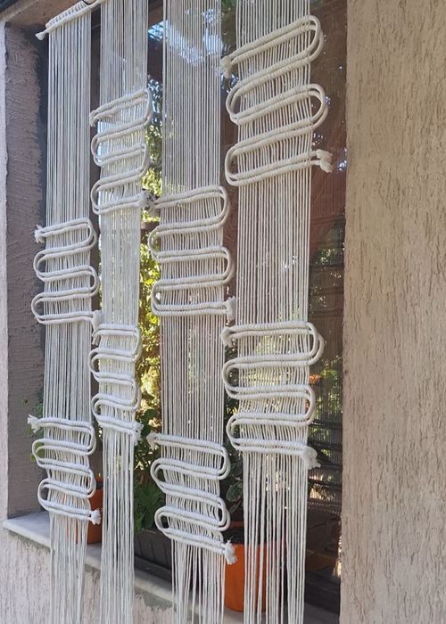 Завеса макраме за врата или прозорец, витринн, параван, разделител за