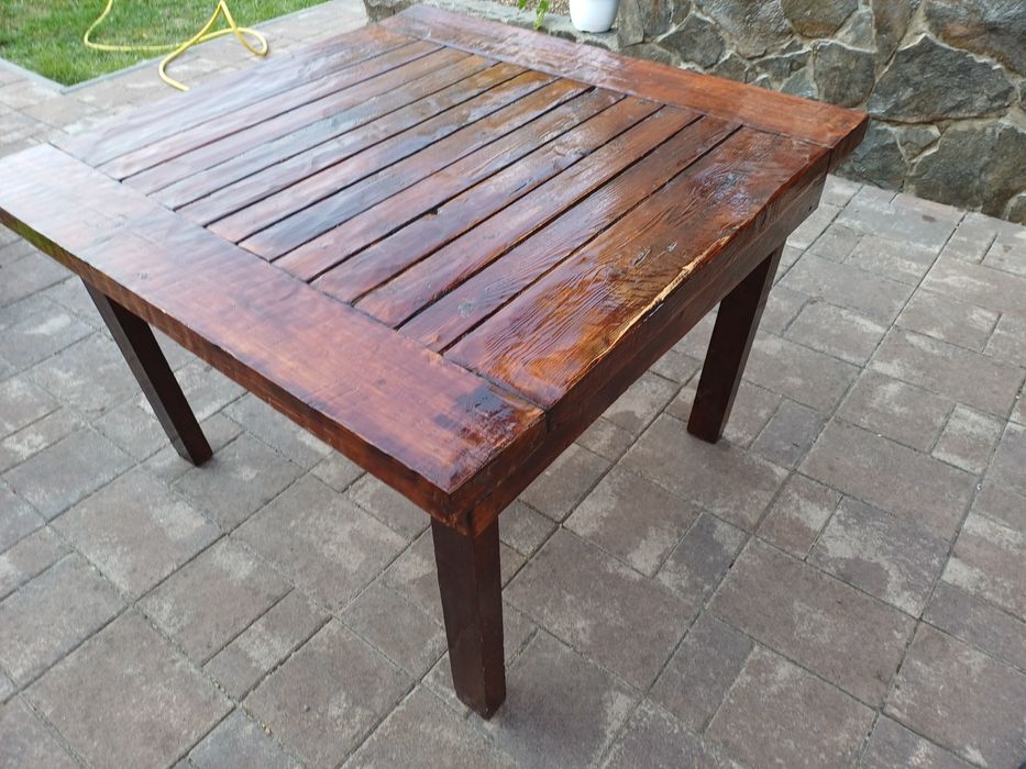 Masa de terasa rustica lemn 2 bucati