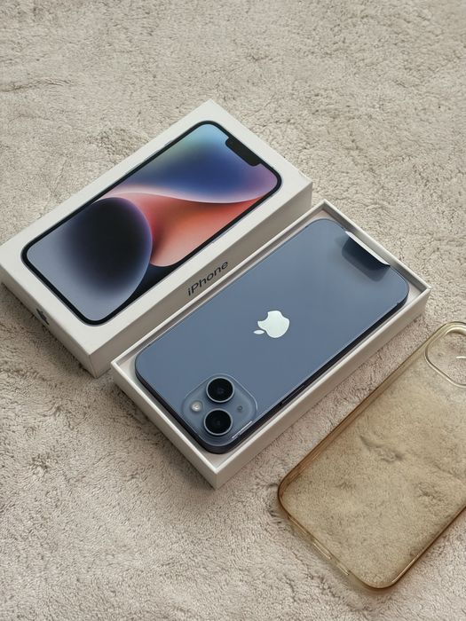 iPhone 14 Blue ca nou 91% 128 GB full box 5G Husa+ Cablu