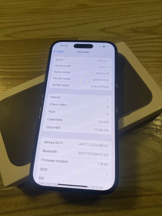 iPhone 16 Black , ca NOU , 100% Bateria , Garantie