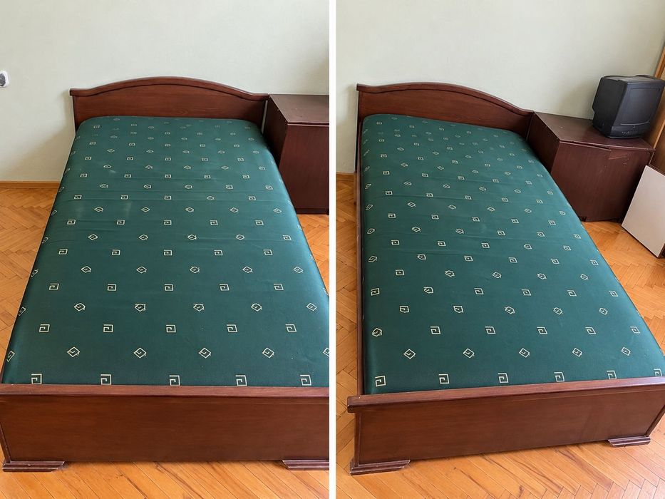 Масивно дървено легло с матрак