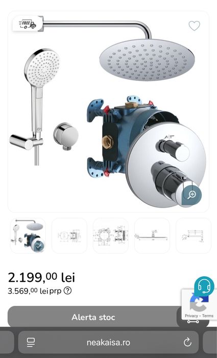 Sistem de dus Ideal Standard Ceratherm 100 BD006XC, nou - fără schimb