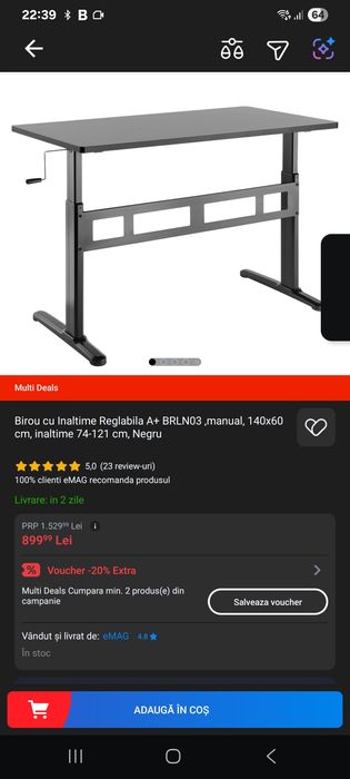 Birou cu înălțime reglabilă