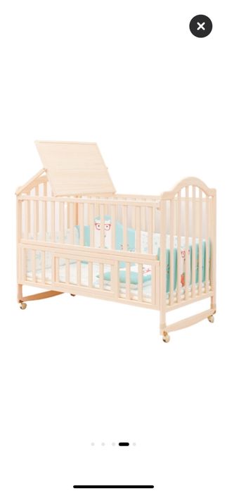 Patut bebe 5 în 1, lemn natur, saltea inclusa