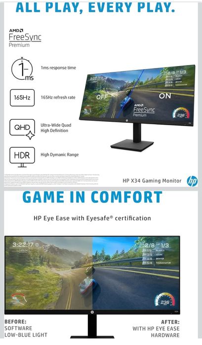 Monitor HP X34 UltraWide 34 inch 165Hz ips
