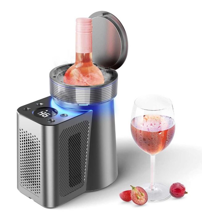 Охладител за вино с LEDсветлини дигитален дисплей за температура 750мл