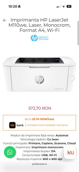 Imprimanta HP LaserJet M110we