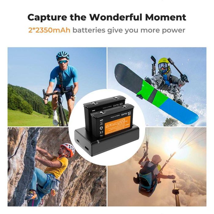 Комплект 2 батерии за Insta 360 X4 + зарядно K&F Concept