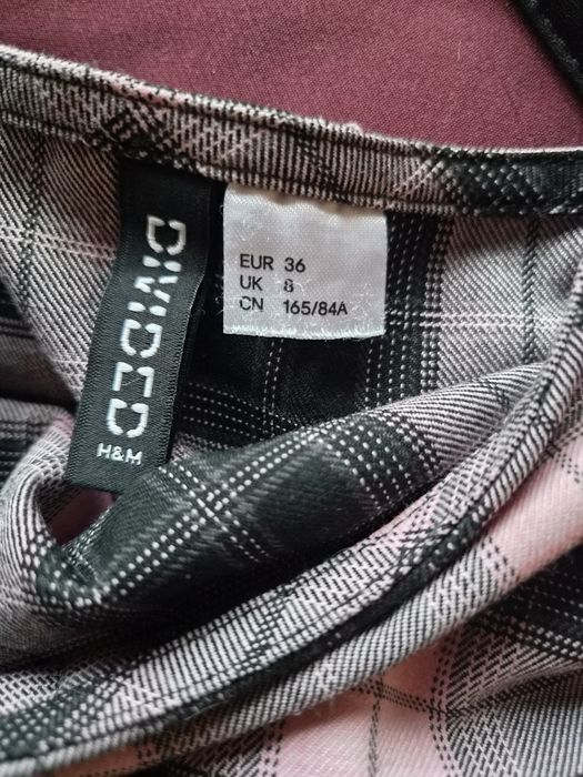 Къса карирана рокля с колан H&M - S