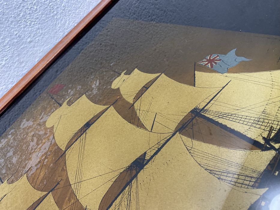 Англия обратна рисунка върху стъкло кораб The Daniel Enderby 1950