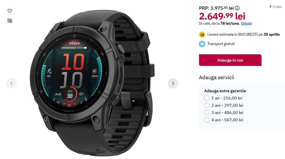 Garmin Fēnix E, 47mm, AMOLED, Slate Gray Black — stare impecabilă, garanție activă ~18 luni