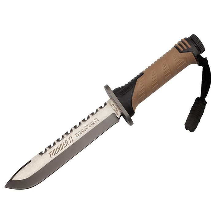 Cutit vanatoare Thunder Sound, otel, 30 cm, bej, teaca inclusa