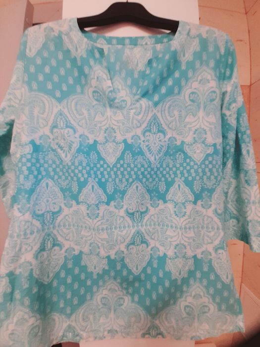 Bluza turcoaz din bumbac pentru damă