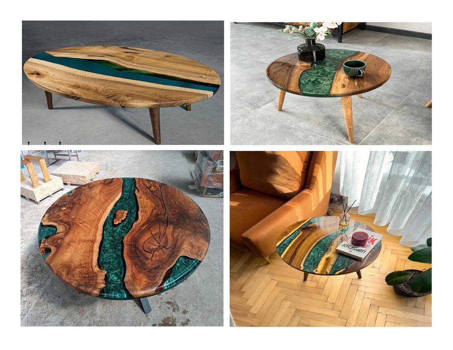 masuta masa cafea mobilier living lemn masiv rășină epoxilică decor