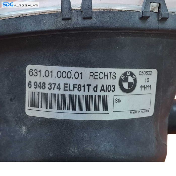 Proiector Ceata Dreapta de pe Bara Spoiler Fata BMW Seria 3 E90 E91 NFL Non Facelift 2004 - 2007 Cod 6948374 [N1129]