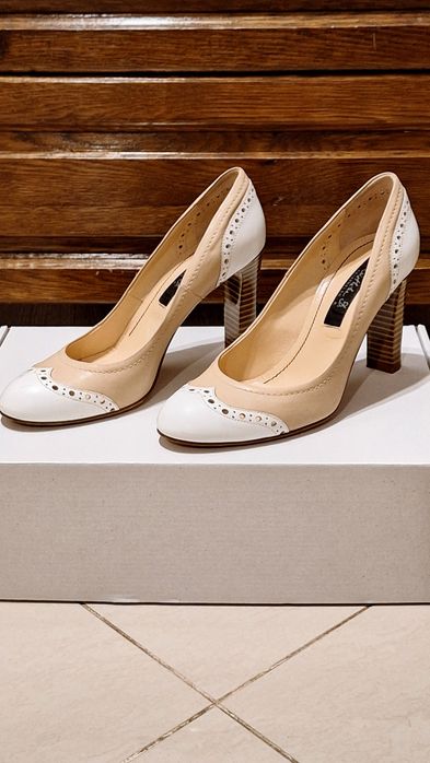 Pantofi Alb - crem retro, marimea 37