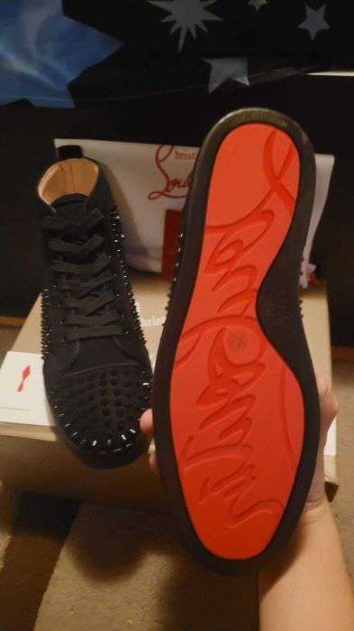 Sneakersi Louboutin High Negri - Calitate Superioara OFERTA