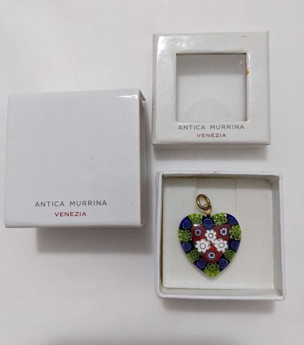 Pandantiv Inimă Antica Murrina Venezia din sticlă de Murano - Nou
