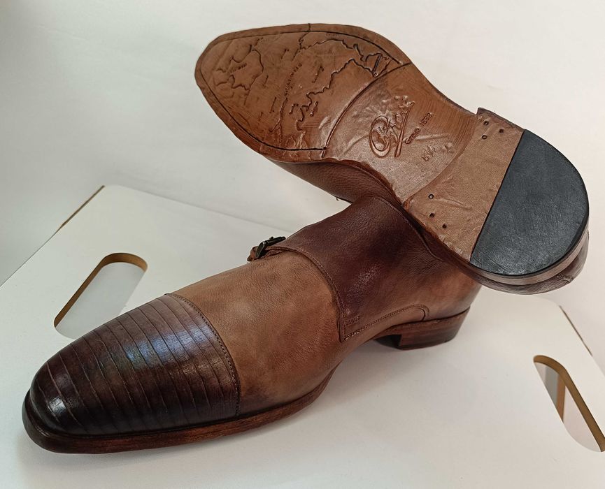 Pantofi monk 42 42.5 43 de lux GREVE NOI lucrati manual piele naturala