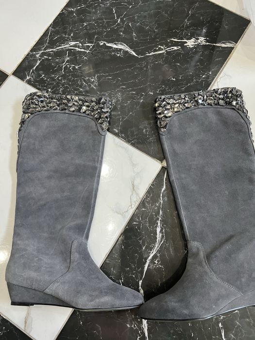 Сапоги замша со стразами,новые