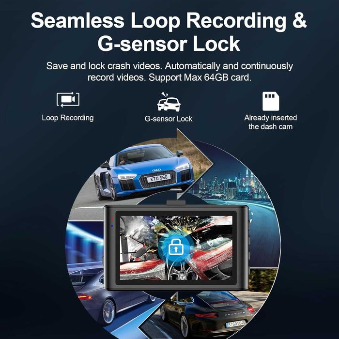 Yansoo Dash Cam + задна камера и карта  8GB карта