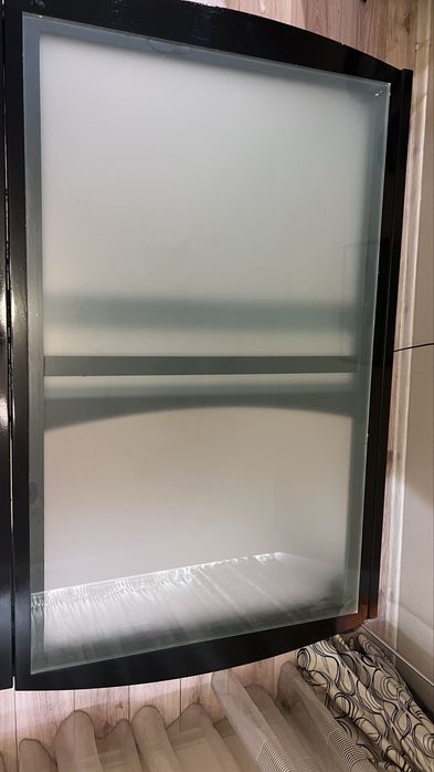 Разтегателна дъбова трапезна маса със стъклен плот, 130 × 90 см