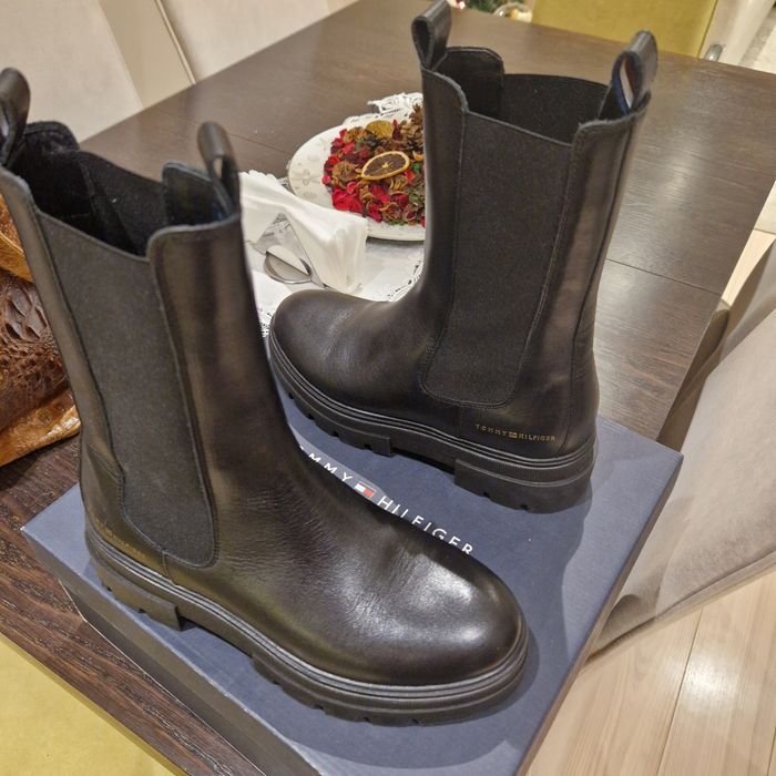 Боти Челси черни от естествена кожа