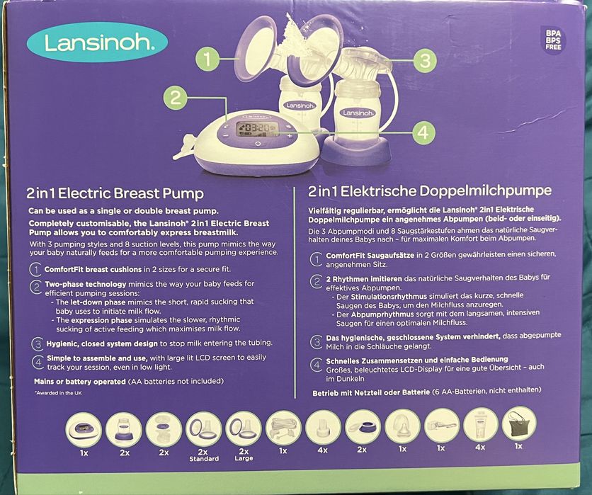 Pompa de san Lansinoh 2 in 1 electrica