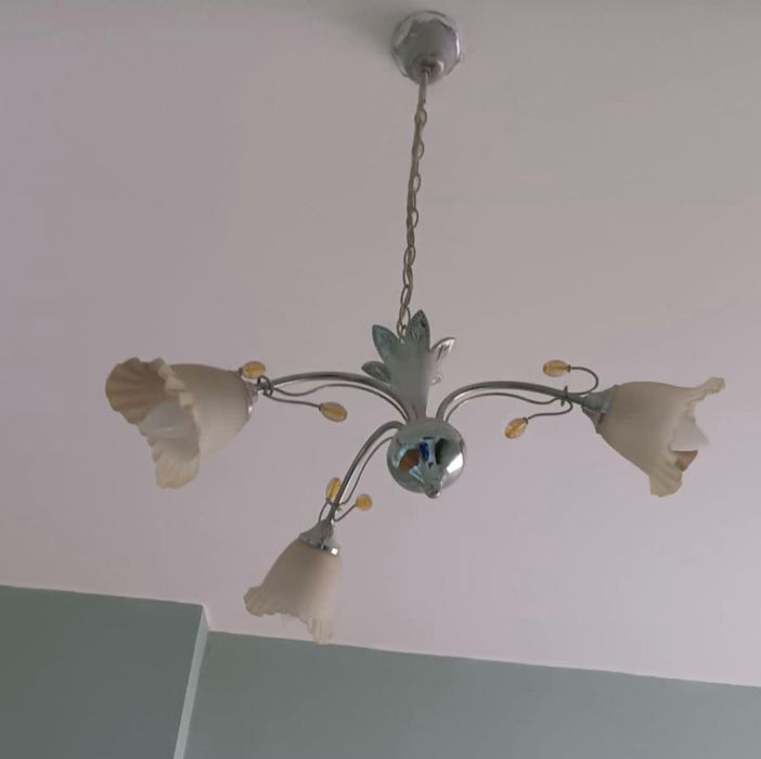 Абажур флора лен 3 лампи