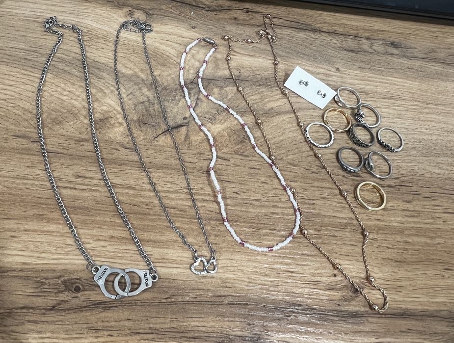 Набор: 4цепочки + 9колец + серьги — новое украшение