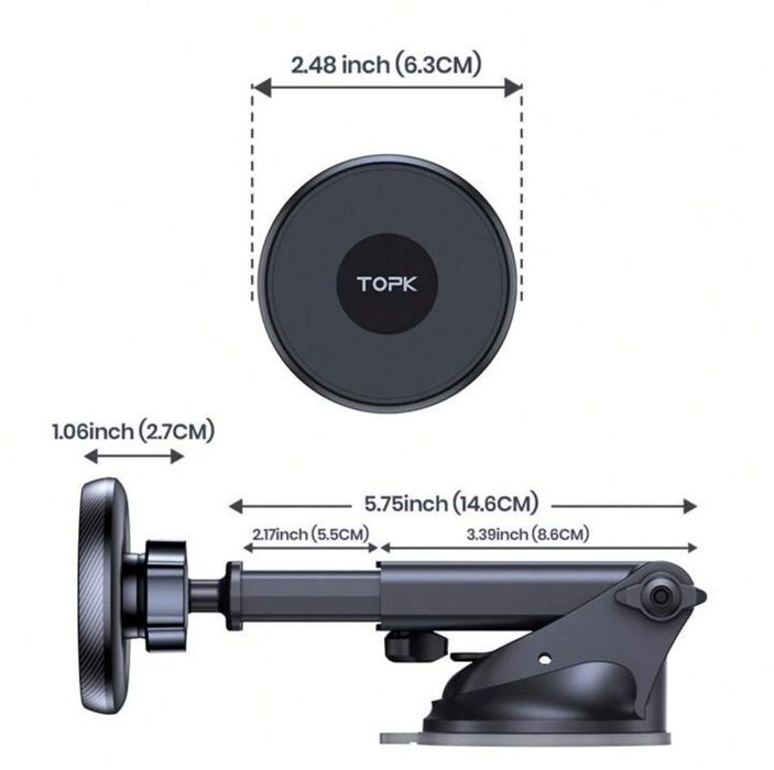 Suport telefon magnetic cu ventuza