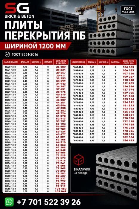 Плиты перекрытия марки ПБ
