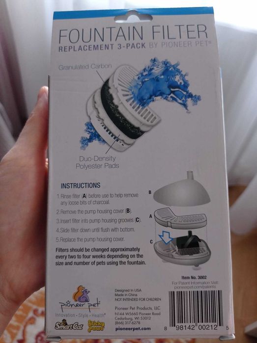 Filtre pentru fantana pt animale de companie, Pioneer Pet, 3 buc