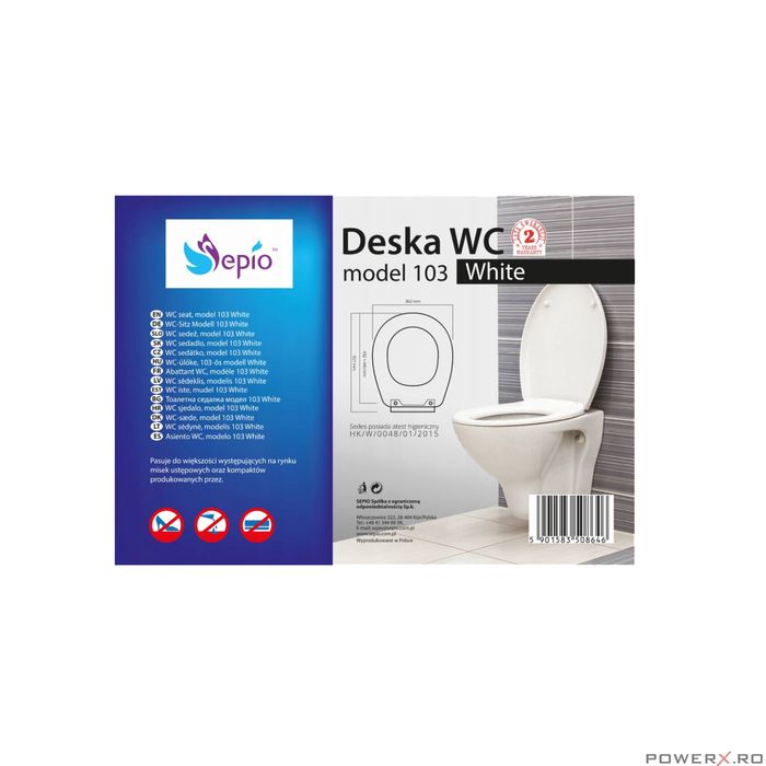 Capac wc, model standard, alb, cersanit, Sepio