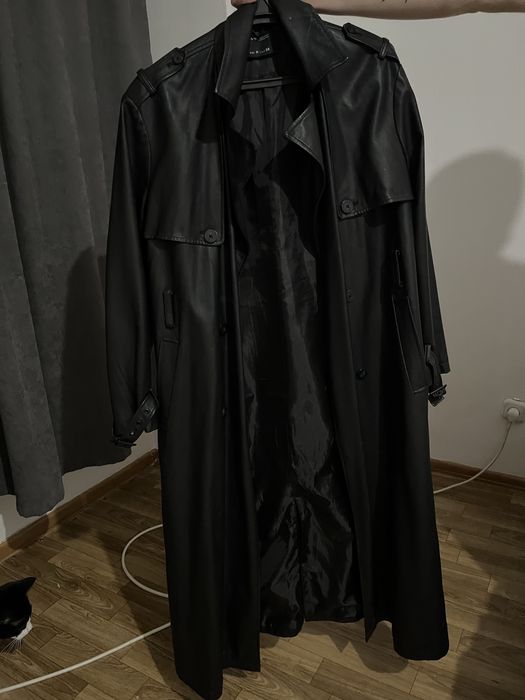 Кожаное пальто длинное