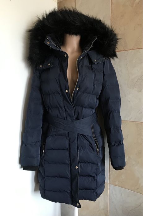 Geaca dama groasa cu glugă și guler blana