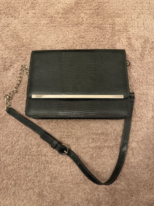 Geanta piele naturala, verde inchis Anna Cori