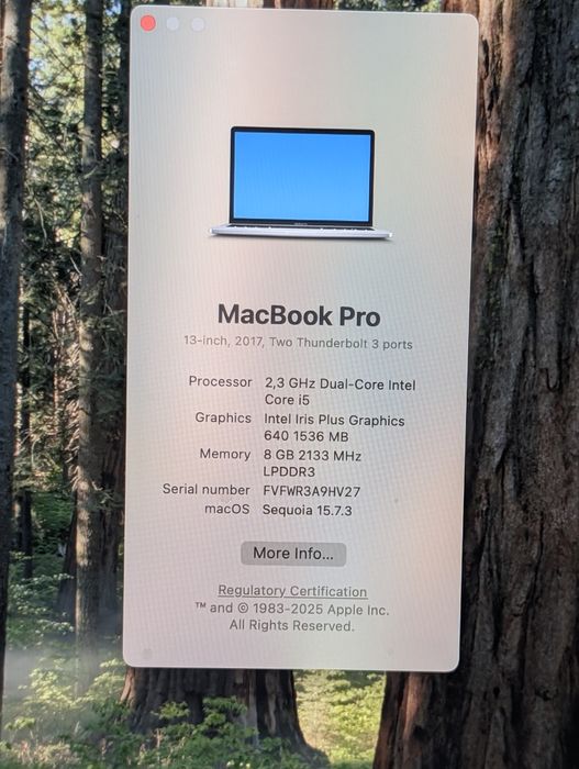 MacBook pro 13 2017 8gb 128gb Sequoia 15.7.3