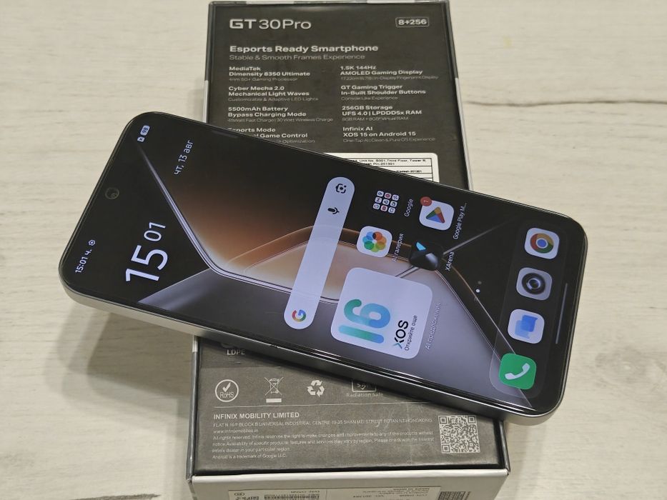 Като нов Infinix GT30 Pro 5G 8 GB RAM 256 GB ROM Gaming Phone