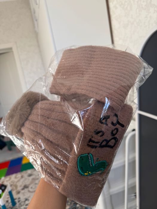 Бас киім, шапочка для мальчиков с шарфом