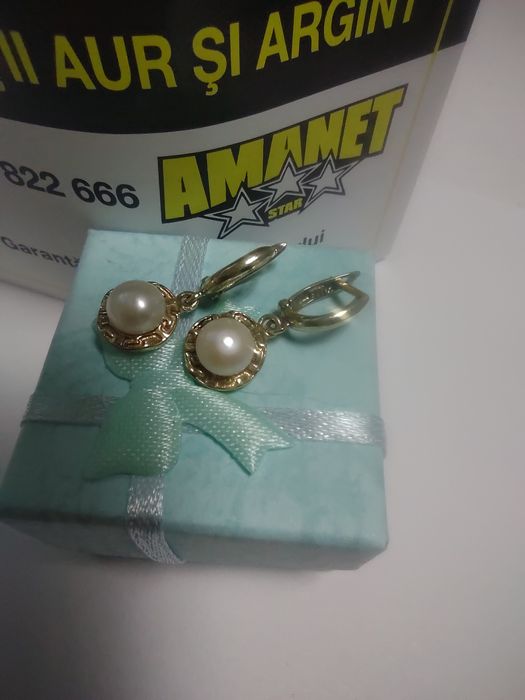 Cercei perla din aur 14k(efn)