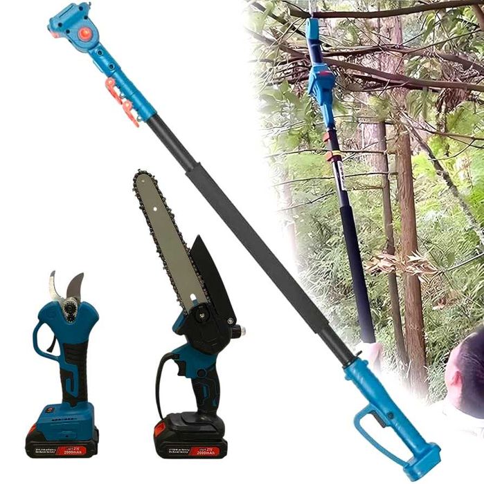 3в1 акумулаторни лозарска ножица, верижен трион и телескопичен прът