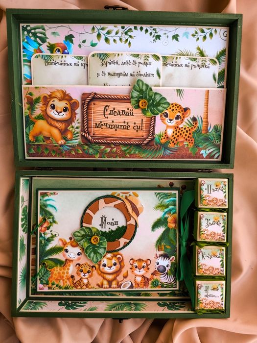 Детска дървена кутия за съхранение на спомени