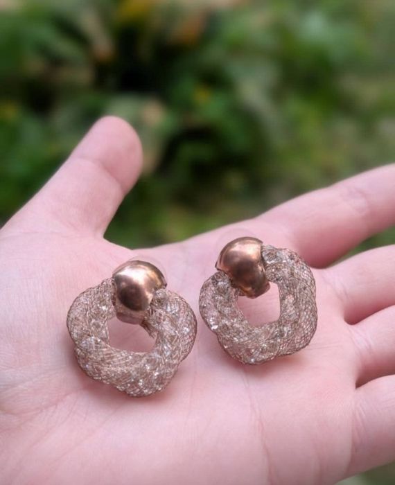 Vechi cercei din cupru, cristale Swarovski