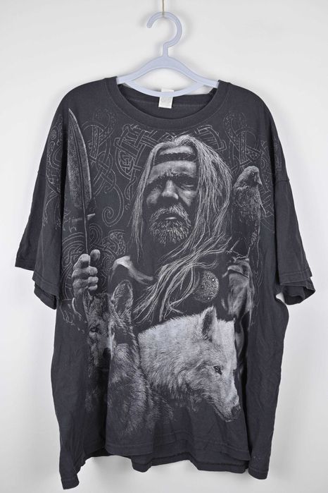 Tricou Valhalla Odin 3XL – negru, print viking, heavy cotton