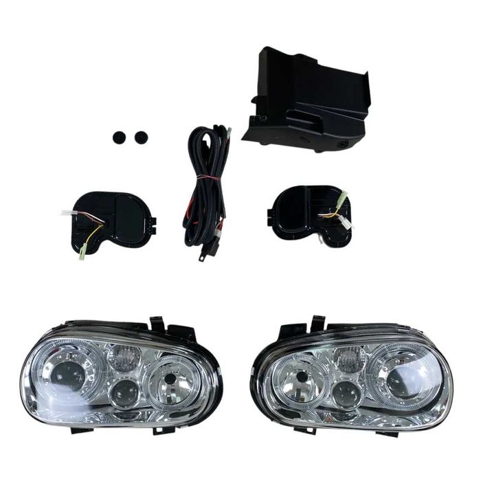 VW GOLF 4 (IV) Angel Eyes Кристални Стъклени Фарове R32, Лупа